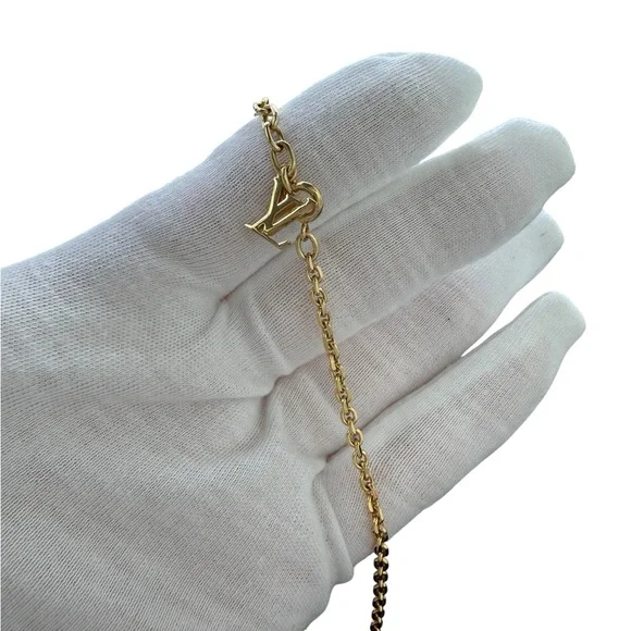 Louis Vuitton: Gold-Plated Swarovski Gamble Necklace Azur - Picture 7 of 8